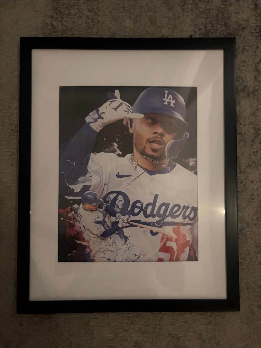 Black Framed LA Dodgers Blue & White Sports Print by